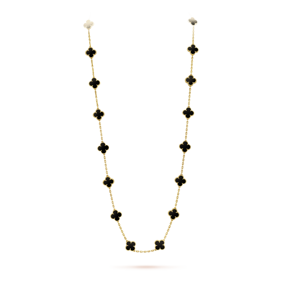 Van Cleef & Arpels Vintage Alhambra Black Onyx 20 Motifs Long Necklace